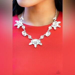 Sophisticated Silver Crystal Collar Necklace